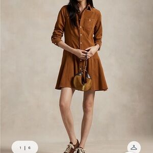 Cotton corduroy A line shirt dress